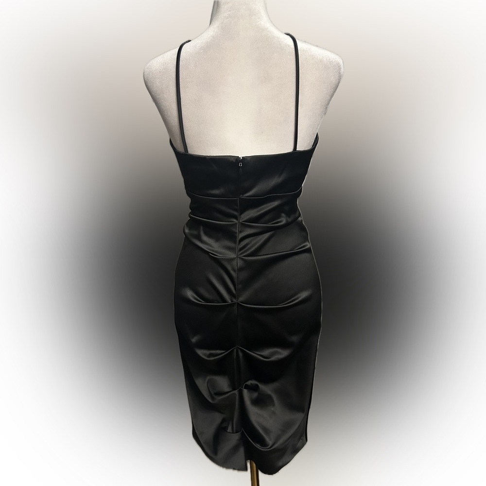 EUC Faviana SZ M little black dress w/spaghetti straps/ruched/bust 32”-34” - Picture 3 of 8